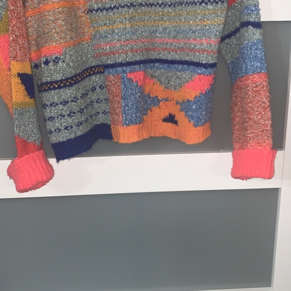 Colorful Patchwork V-Neck Sweater - Picture 2 of 4